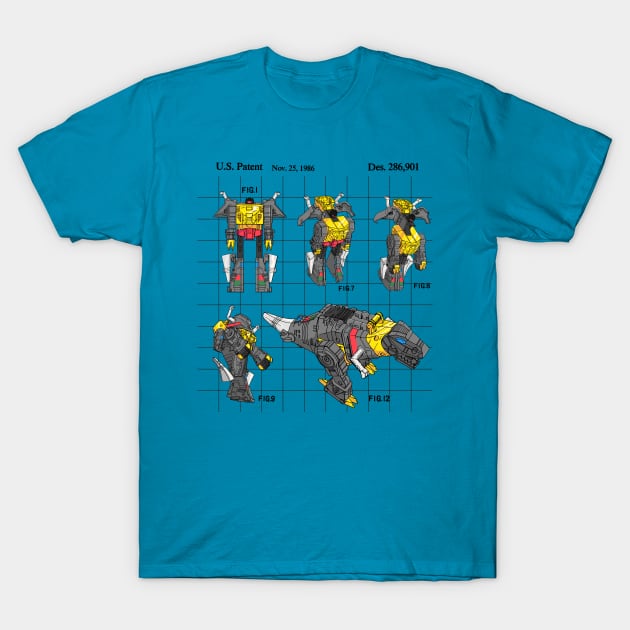 GRIMLOCK TRANSFORMERS PATENT DINOBOT T-Shirt by CloudCityCreations